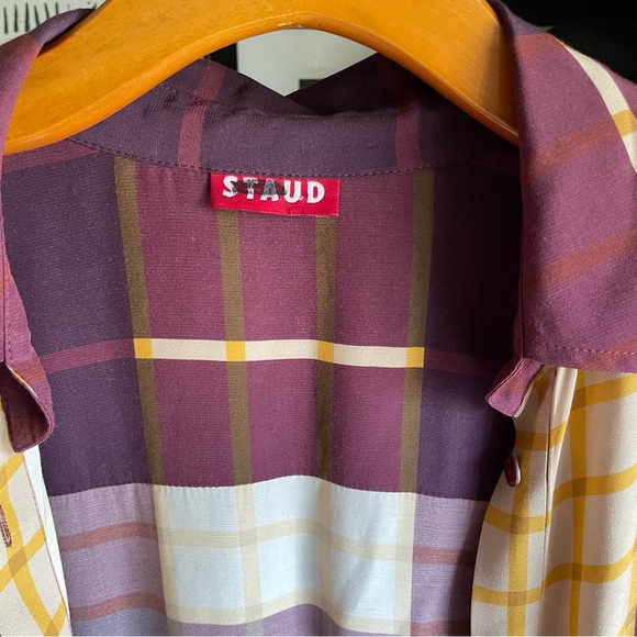 Staud Elsa Button-Front Midi Shirtdress, Front Detail - Picture 13 of 16